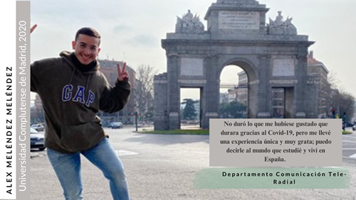 Alex Meléndez en el Programa de Intercambio Estudiantil en Madrid.