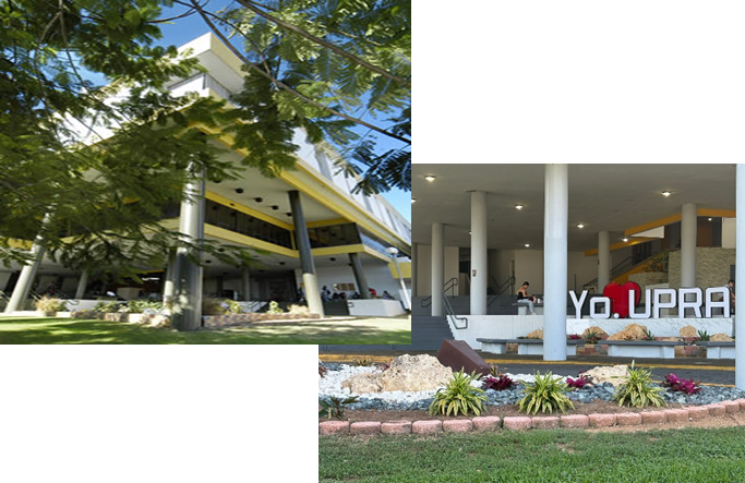 Foto del redondel y edificio de administración de la UPR Arecibo