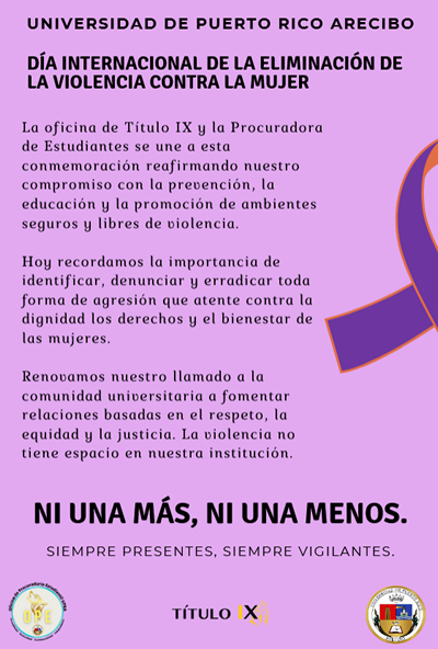 Afiche Día Internacional de la eliminación de la violencia contra la mujer