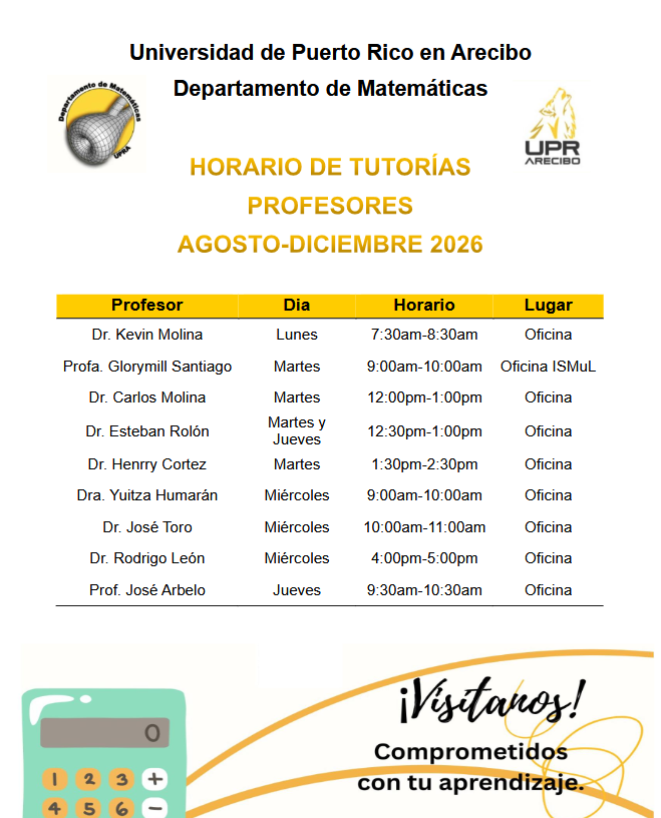 Horario de Tutorías Primer Semestre 2026-2027