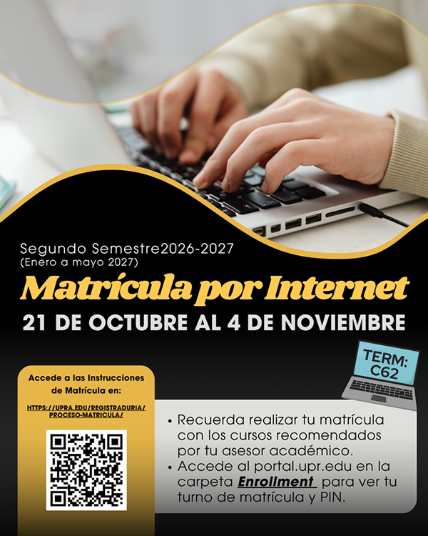 Matrícula por Internet del 21 de octubre al 4 de noviembre